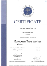certifikát Evropský arborista
